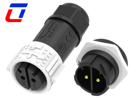 Colore Bianco 2 pin Femminile connettore impermeabile IP67 Maschio pannello montato connettore
