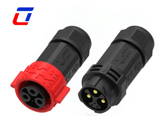 Connettore del segnale di alimentazione M25 a 3 + 3 pin per montaggio a pannello Connettori 300 V con bloccaggio a spinta Impermeabili