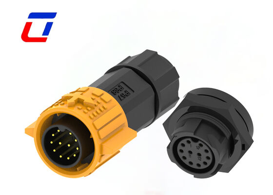 Connettori circolari in plastica M19 a 12 pin 300V IP67 con blocco a pressione per dati impermeabili