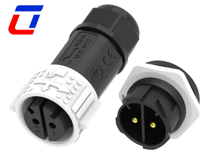 Colore Bianco 2 pin Femminile connettore impermeabile IP67 Maschio pannello montato connettore