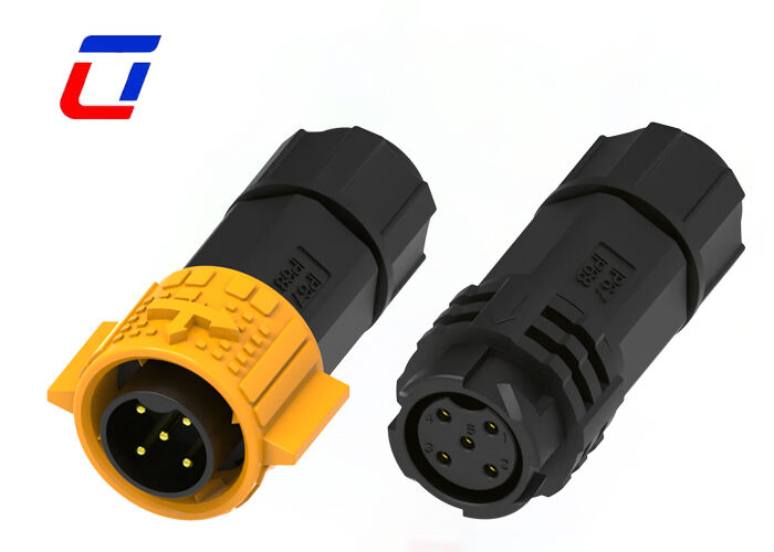 5 pin M19 Power Connector impermeabile in plastica PA66 20A maschio femmina Push Lock Connector
