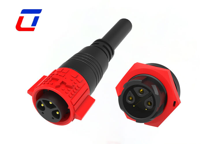 300V 3+2 Pin Cable Connector Acque resistenti Rossa M19 Data Quick Connector per l'illuminazione