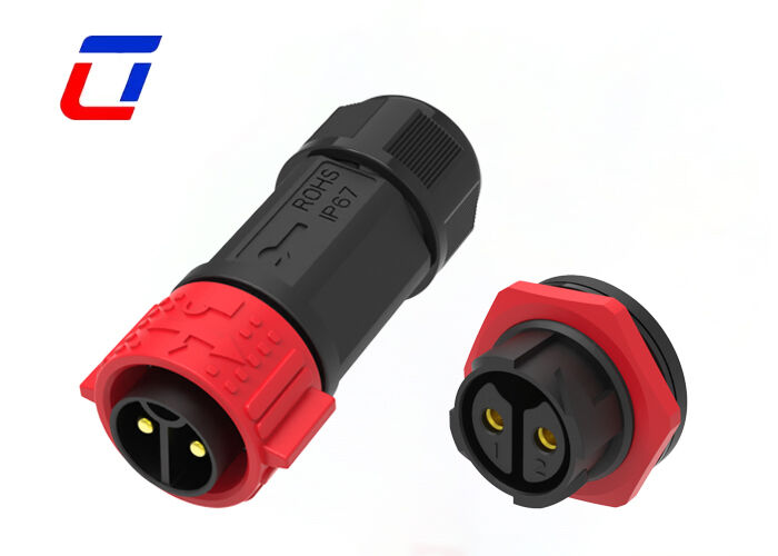 50A Alta corrente PA66 2 pin pannello di montaggio connettore di alimentazione Push Lock 600V connettori rotondi