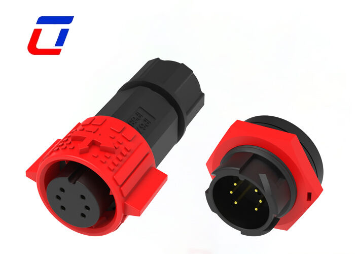 Brass Gold-Plated M19 300V 15A 6 Pin Male Female CE Push Lock Data Connector